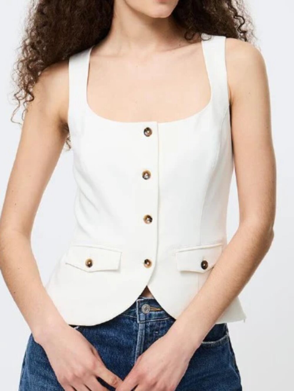 NWT French Connection Azra Twill Two Pocket Vest Beam Top 8